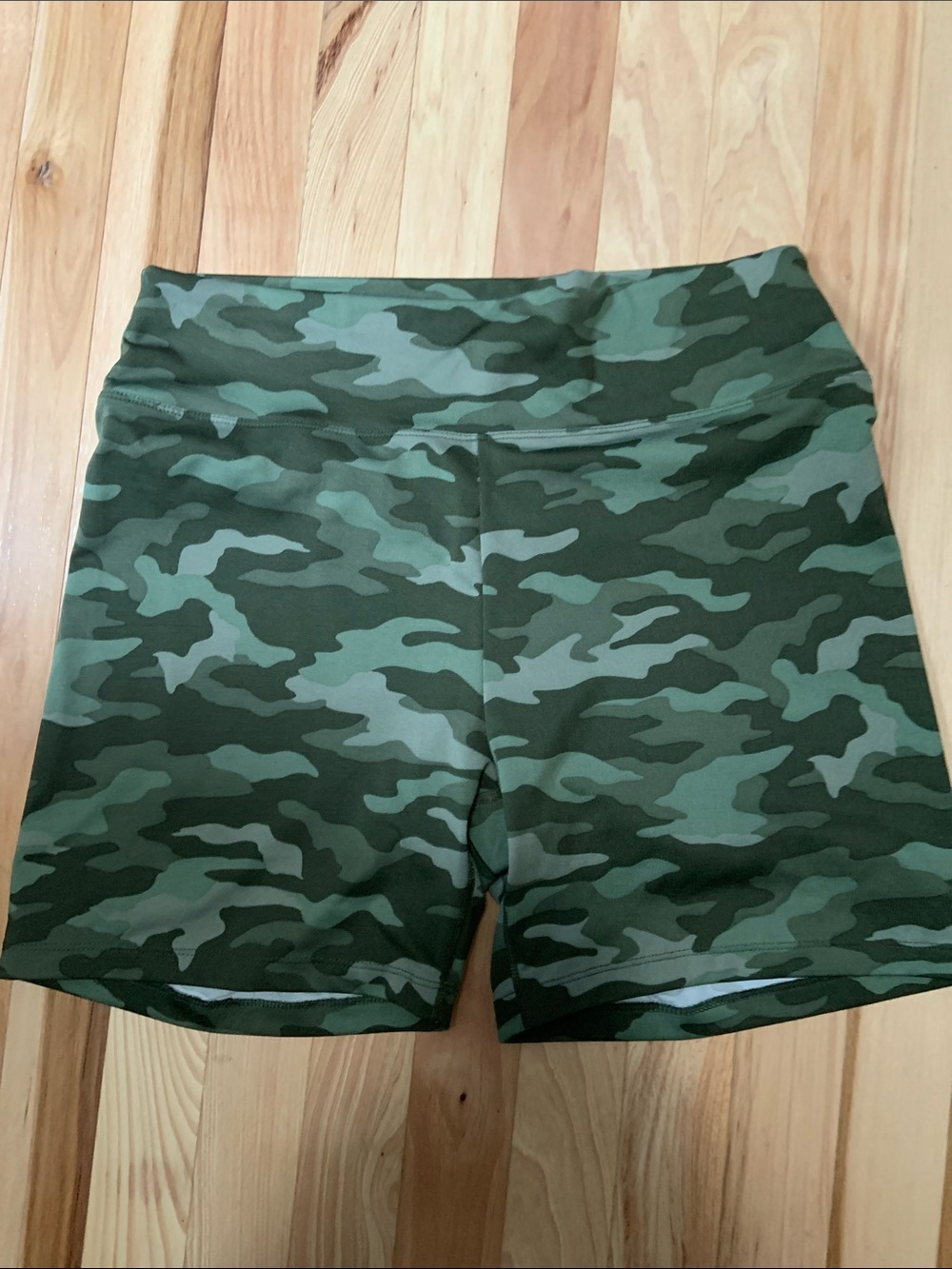 Pink Active/Bike Shorts in Green Camo Print
